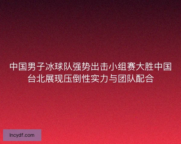 中国男子冰球队强势出击小组赛大胜中国台北展现压倒性实力与团队配合